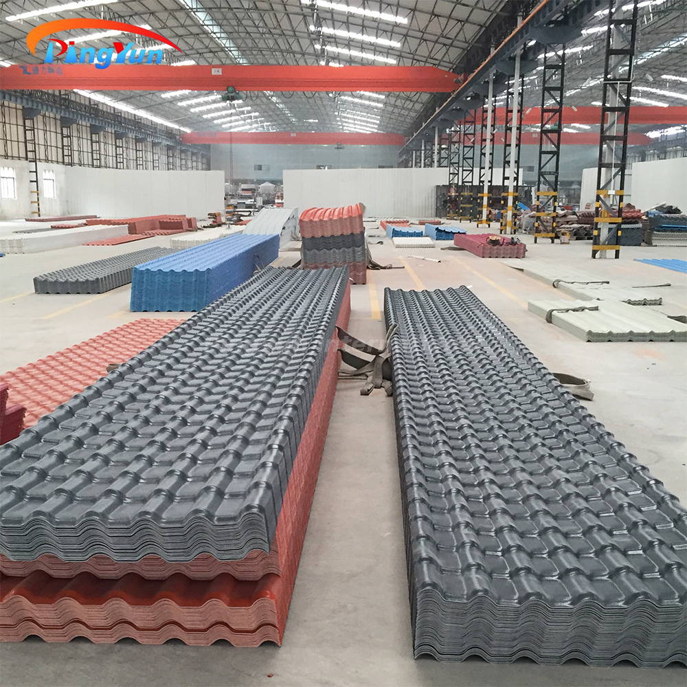 Pemasangan Mudah Atap 3mm Atap Bangunan Plastik Anti Korosif Spanyol asa pvc Roof Tiles